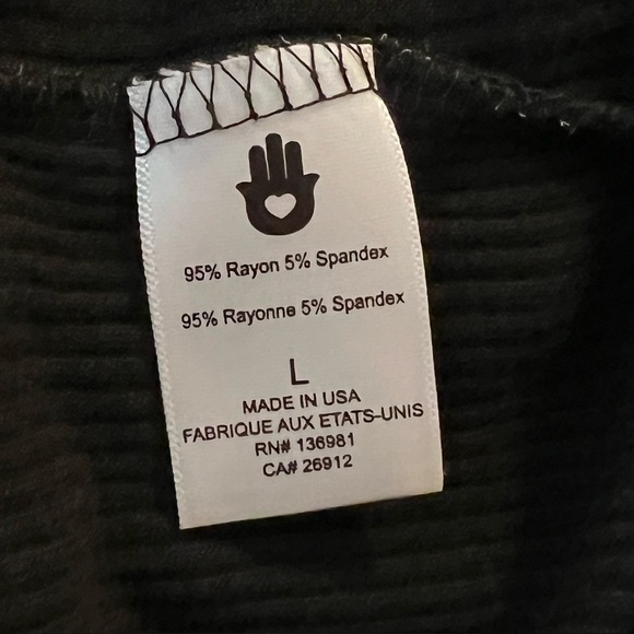 Spiritual Gangster Wrap Ribbed Long Sleeve Top Black Large - Picture 11 of 12